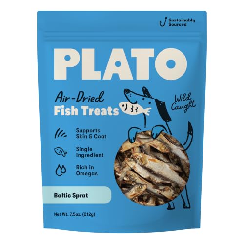 Plato Single Ingredient Wild-Caught Baltic Sprat Dog Treats, Air-Dried Whole Fi…