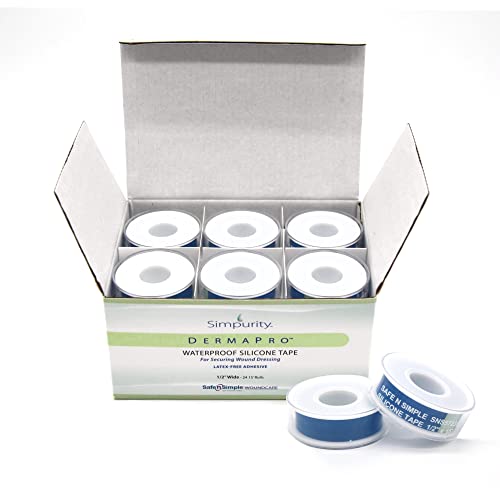 Simpurity DermaPro Silicone Tape Waterproof 1/2"x5 Yards Individual Pack Latex Free Tape