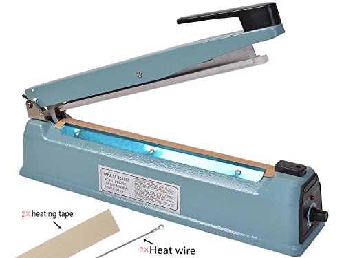 Blue 12-inch Impulse Manual Bag Sealer Heat Seal Closer