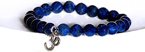 ZIKZAK Natural Gemstone Beads Lapis Lazuli Stretchable Bracelet Dragon & OM Charm Package of 2 Feng Shui 2017