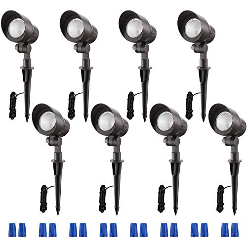 LEONLITE 8Pack Low Voltage LED Landscape Spotlight, 12V AC/DC Aluminum Outdoor Landscape