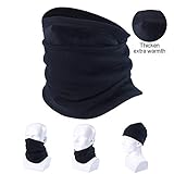 SUNMECI Neck Gaiter Warmer Windproof Mask Fleece - Free UV Face Mask Black