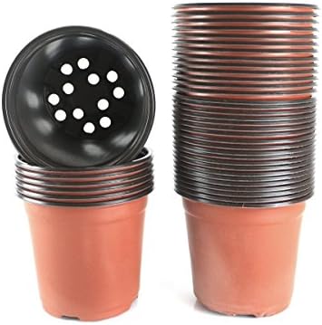 Oubest Plastic Plant Nursery Pots 4" 50 pcs Reusable for Seed Starting Seedlings Cuttings Transplanting Flower Plant Pots