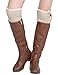 Dimore Plus Size Button Leg Warmers Boot Cuffs for Boots Knit Leg Warmers with Lace Crochet Biege