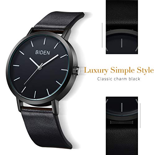 Watch Womens Unisex Simple Casual Leather Waterproof Analog Quartz Dress Wrist Watch - Thumbnail 3