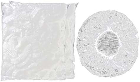 RETYLY 100PCS Double Ribbon Non-Woven Disposable Shower Caps Anti Dust Hat Women Men Bath for Beauty Accessories Transparent