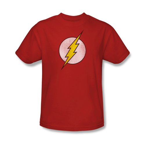 DC Comics Men's The Flash Distressed Logo T-Shirt, Red, Medium