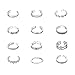 Bingirl 12pcs Celebrity Fashion Retro Silver Carved Flower Adjustable Open Toe Ring Finger Foot Jewelry