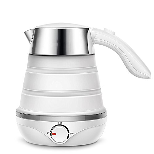 Click Here to See More Images Wasserkocher White 0.6L Travel Folding Kettle Compressed Foldable Burn-In Electric Water Kettle Portable Silicone,White