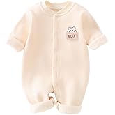 HALQAHA Newborn Baby Bear Romper Winter Milk Fleece Warm Jumpsuit One-Piece Bodysuit with Snap Closures