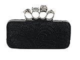 VMATE® Skull Brass Knuckle Punk Design Handle Lace Crochet Cocktail Party Clutch Handbags