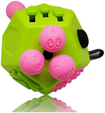 Yiiyaa Fidget Cube 12 Sides Dodecagon Toy Stress and Anxiety Relief Relax for Children and Adults ADD/ADHD/OCD and Autisme Focus Distraction (Green&Pink)