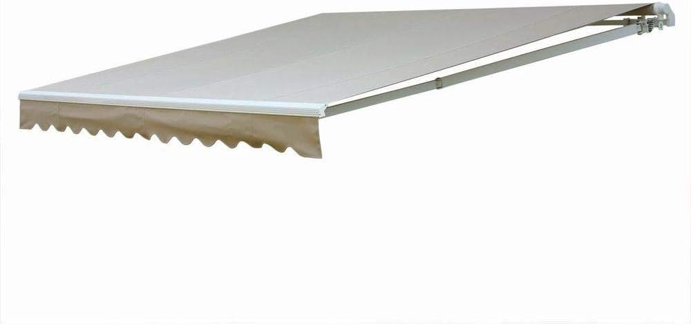 NuImage Awnings 14 ft. 7000 Series Manual Retractable Awning (122 in. Projection) in Beige/Bisque