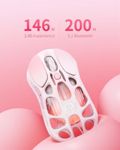 GravaStar Mercury M1 Pro Wireless Gaming Mouse 4K Hz, Magnesium Alloy Ultralight Gaming Mouse, PAW3395 Sensor, 26000 dpi, RGB, 5 Programmable Buttons (Pink Gradient)