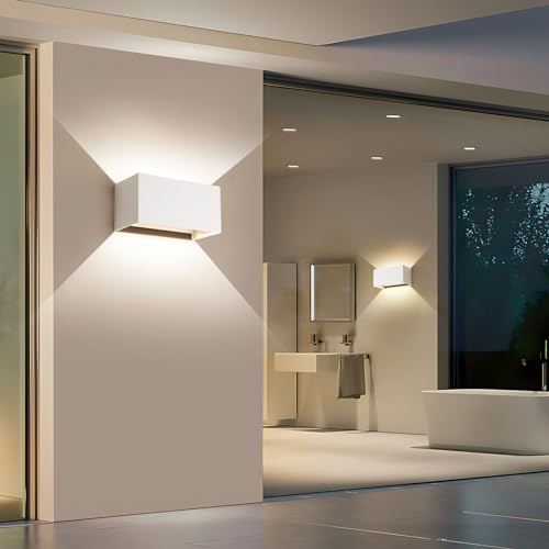 2 x 25 W LED Outdoor / Indoor Wall Light IP65 Waterproof Modern Aluminium White 4000 K Natural White Outdoor Wall Light Adjustable Light Angle