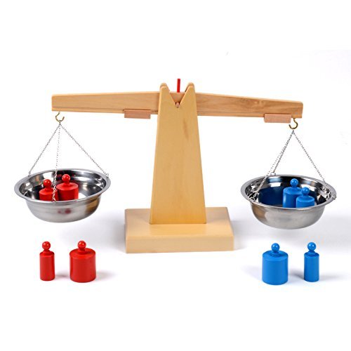 YiGooood Montessori Wooden Balance Beam Math toys Weighing Scale Sensorial