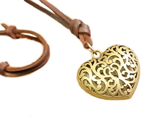 Vintage Style Women Heart Pendant Necklaces Long Leather Fashion Necklace Love