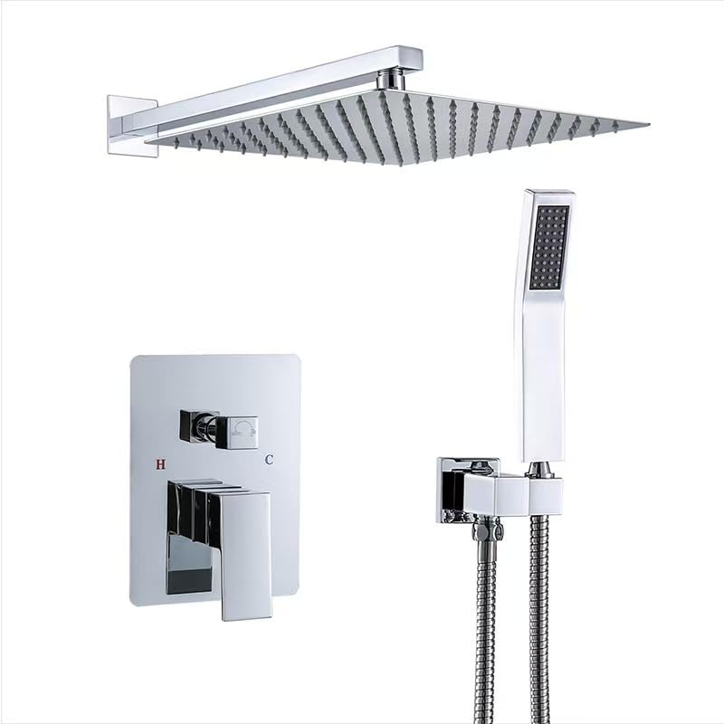imiiHO Stainless Steel Bath Shower Faucet Set with Rainshower and Hand Shower, Chrome
