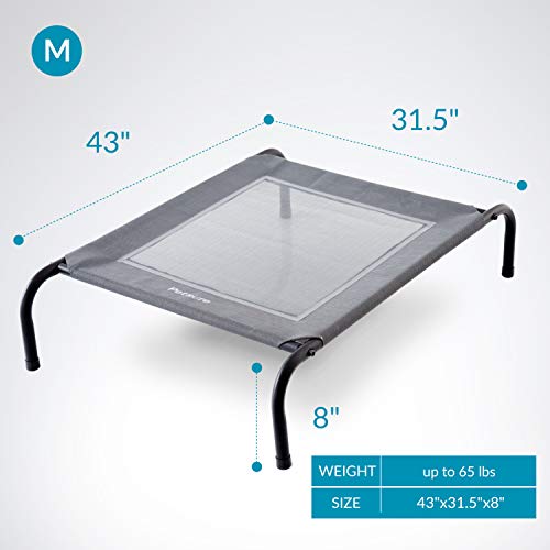 Petsure Elevated Dog Bed - Medium Raised Dog Cot for Medium Dogs & Cats - Portable Indoor & Outdoor Pet Bed for Camping or Beach - Cooling Summer Frame with Breathable Mesh - Grey - Thumbnail 4