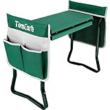 TomCare Upgraded Garden Kneeler Seat Widen Soft Kneeling Pad Garden Tools Stools Garden Bench with 2 Large Tool Pouches Outdoor Foldable Sturdy Gardening Tools for Gardeners, Green