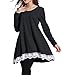 Sanifer Women Lace Long Sleeve Tunic Top Blouse (X-Large, Black)