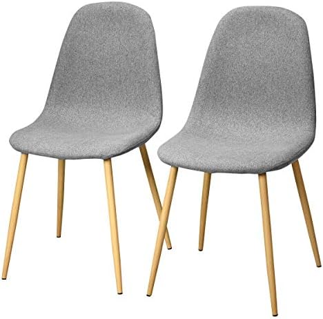Giantex Set of 2 Kitchen Dining Chairs, Easily Assemble Modern Fabric Cushion Seat Chair w/Metal Legs, Mid Century Armless Chairs for Kitchen, Dining Room, Restaurant, Gray Giantex Set of 2 Kitchen Dining Chairs, Easily Assemble Modern Fabric Cushion Seat Chair w/Metal Legs, Mid Century Armless Chairs for Kitchen, Dining Room, Restaurant, Gray