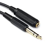 TISINO 15FT 1/4 Inch Male to Female Stereo Extension Cable Gold Plated Quarter inch Headphone Extension Cable Cord