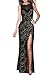 Miusol Women's Sleeveless Long Black Lace Split Side Evening Formal Dress, Black, Medium