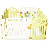 Kiddygem Puzzle and Beep with HEART! Baby Playpen, Kid Playzone - 10 Panels (Yellow) 12.69sqft