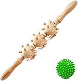 TopNotch® MUSCLE STICK MASSAGE ROLLER - Trigger Points - Wooden Sports Massager - PLUS Spiky Ball