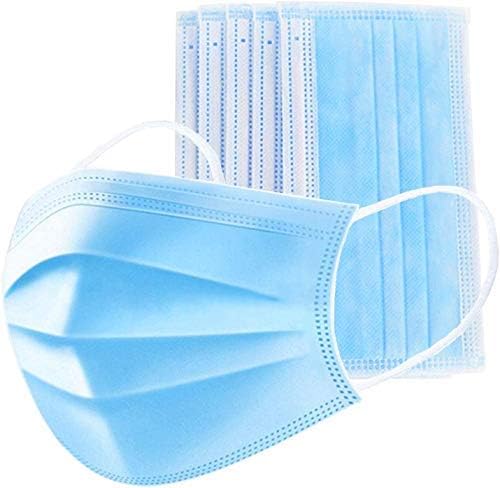 Disposable 3-Ply Face Cover with Earloops Protective for Pollen, Smoke, Dust 50Pcs Blue