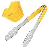 Zestkit Tongs 13 Inch Stainless Steel BBQ Kitchen Set with Non-slip and Heat-resistant Silicone Grip and Silicone Pot Holder