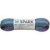 Derby Laces Spark Purple and Teal Stripe Shoelace, for Shoes, Skates, Boots, Roller Skating, Roller Derby, Hockey and Ice Skates (96 Inch / 244 cm)