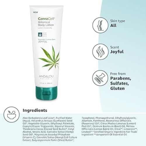 ANDALOU NATURALS CANNACELL BODY LOTION, JOYFUL, 8 OUNCE