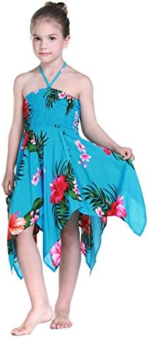 Girl Gypsy Hawaiian Luau Dress In Turquoise 4T