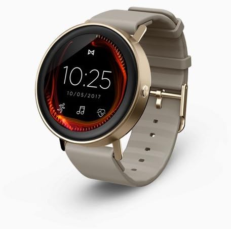 Misfit Unisex Smartwatch Vapor Gold-Tone Stainless Steel with Desert Silicone Band MIS7002