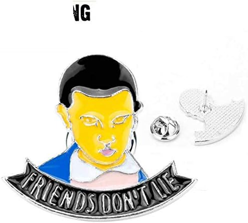 Stranger Things Eleven Enamel Pin Brooch Badge Emblem Corsage Friends Don't Tell Lie Hand Stamped Letter Clothes Accessories