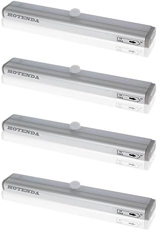 Hotenda Motion Sensing Closet Light DIY Stick-on Anywhere Portable 10-LED Wireless Magnetic Attach Sensor Night Light for Cabinet/Stairs/Hallway/Garden/Step Light Bar (Battery Operated, Pack of 4)