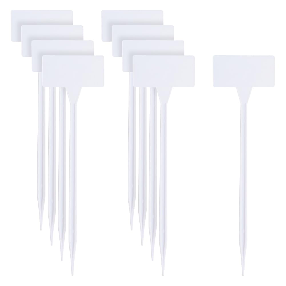 60 Pcs 30 x 9cm White Plant Name Size Tags T Type Plant Markers Plastic Garden Seed Signs Long Vegetable Labels Flower Pot Label Stakes for Outdoor Greenhouse