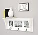 kieragrace Riley Wall Shelf and Picture Collage with 3 Hooks, 18.5-Inch by 7-Inch, Holds 2- 4 by 4-Inch and 1- 4 by 6-Inch Photo, White