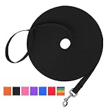 Hi Kiss Dog/Puppy Obedience Recall Training Agility Lead - 15ft 20ft 30ft 50ft 100ft Training Leash - Great for Training, Play, Camping, or Backyard - Black 50ft