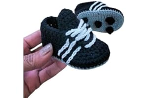 Crochet baby Shoes, Baby Soccer Shoes, Baby's First Cleats, Black Baby Sports Football, Unisex Cleats (0-3 months) (0-3 month