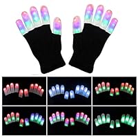 LSXD LED Gloves, Colorful Flashing Finger Light Gloves, 3colors 6modes Warm Gloves for Halloween, Christmas Birthday Party