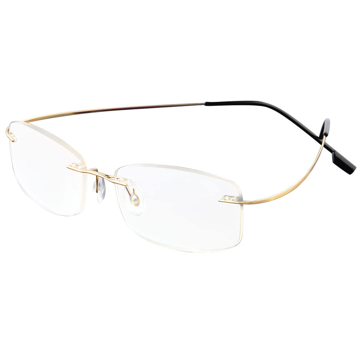 ABETOS Titanium Rimless Reading Glasses for Men Women Frameless Metal Small Rectangular Readers Lightweight Fashion Computer Eyeglasses for Reading, Gold 1.5