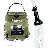 Sportneer Solar Shower Bag 5 Gallons/20L Solar Heating Premium Camping Shower Bags Hot Water with Removable Hose and On-Off Switchable Shower Head for Camping Beach Swimming Outdoor Traveling Hiking