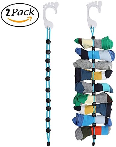 Yamissi 2 pack Sock Organizer, Easy Clips &amp; Locks Paired Socks without Ties, Bags or Dividers for Laundry Blue Color