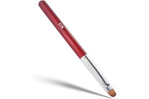 MOND'SUB French Manicure Clean-Up Brush, French Gel Acrylic Nail Art Kolinsky Brush for Professional Manicure Cuticle Clean Up Nail Art Design, Red Wood Handle (12#)