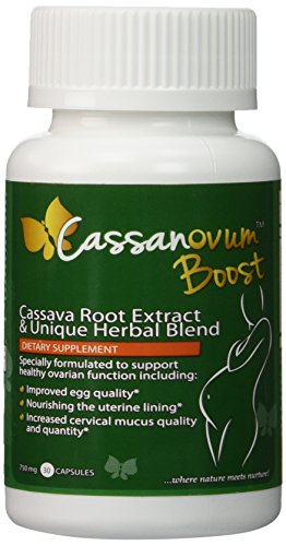 CassanOvum Boost, Fertility Supplement for egg quality and quantity, healthy uterine lining and increasesd cervical mucus, contains Cassava Root Extract and Unique Herbal Blend (Evening Primrose, Maca Root, Chaste Berry, Borage, Dandelion Root, Licorice R