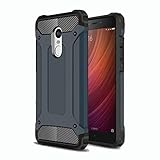 Redmi Note 4 Case, Ranyi [Hybrid Protection] [Metal Texture] [Shock-proof] High Impact Premium Dual Layer Rugged Armor Defender Case Cover for Xiaomi Redmi Note 4 (5.5 inch), navy