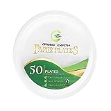 Green Earth - Natural Bagasse (Sugarcane Fiber) Tree Free 9" Paper Plate / Biodegradable / Compostable (50 Counts Disposable Plates)